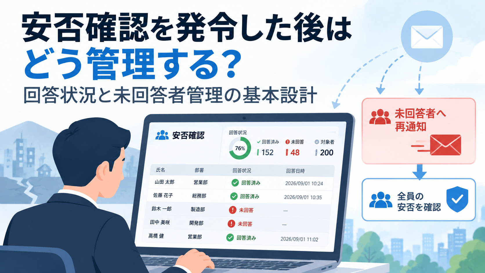 安否確認発令後の管理イメージ